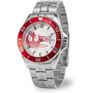 Star Wars Silver Watch with Red Bezel and Dial Accents